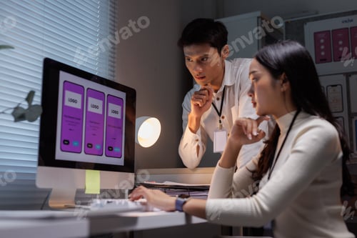 Preview: Asian designers collaborating on mobile application user interface development