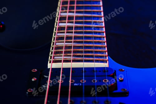 Preview: Electric guitar body in the dark close up
