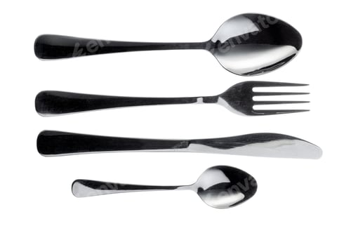 Preview: Set of stainless steel cutlery isolated on white