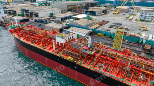 Preview: Oil Crude Gas Tanker Ship, Cargo container Ship offshore mooring at Ocean Bay Petroleum Chemical