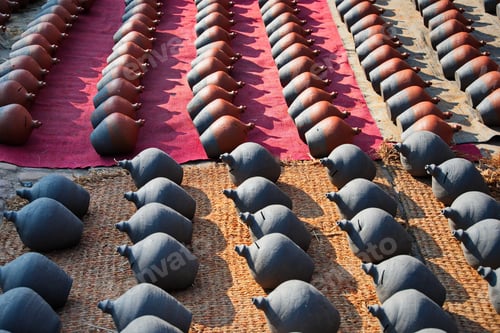 Preview: Traditional drying of clay bowls in the sun, Kathmandu
