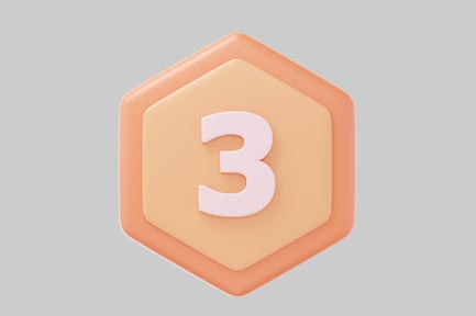 Preview: Hexagon with peach border and light orange center with number 3