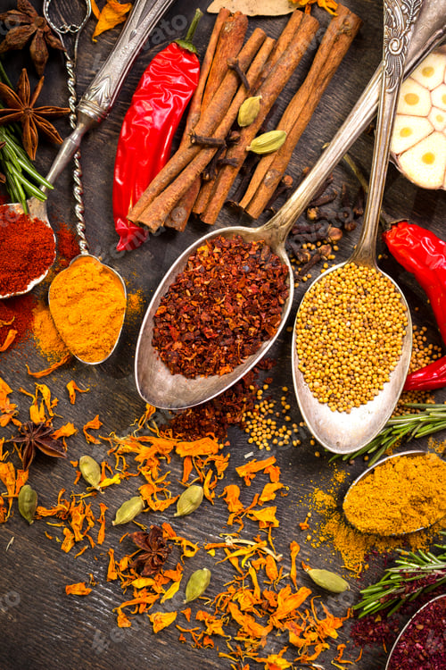 Preview: Set of various aromatic colorful spices