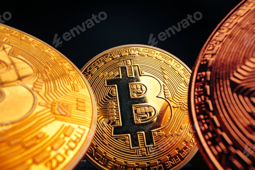 Preview: Close up photo of bitcoin crypto currency