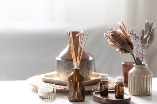 Preview: Spa composition with incense sticks, air humidifier and aroma oils.