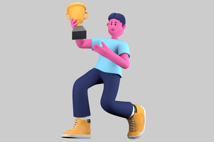 Preview: Happy man holding a trophy.
