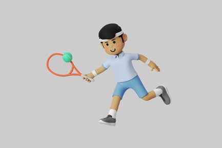 Visualização: Jogador de tênis de desenho animado