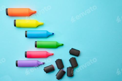Preview: Set of opened colorful permanent markers
