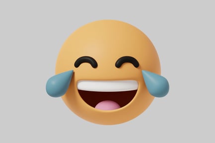 Preview: Yellow circle with a wide smile and closed eyes