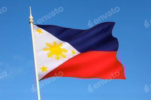 Preview: Philippine Flag Against Bright Blue Sky Backdrop
