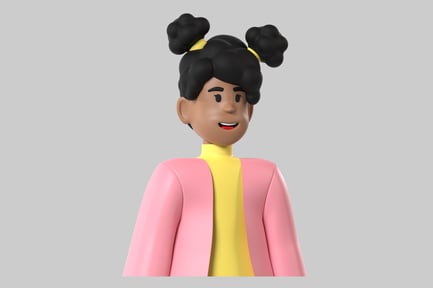 Preview: Cartoon girl with bun hairstyle