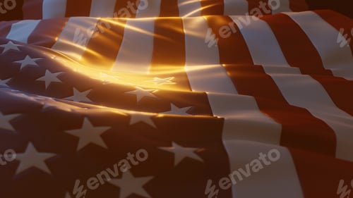 Preview: American Flag / USA Flag Close up with Atmospheric Lighting