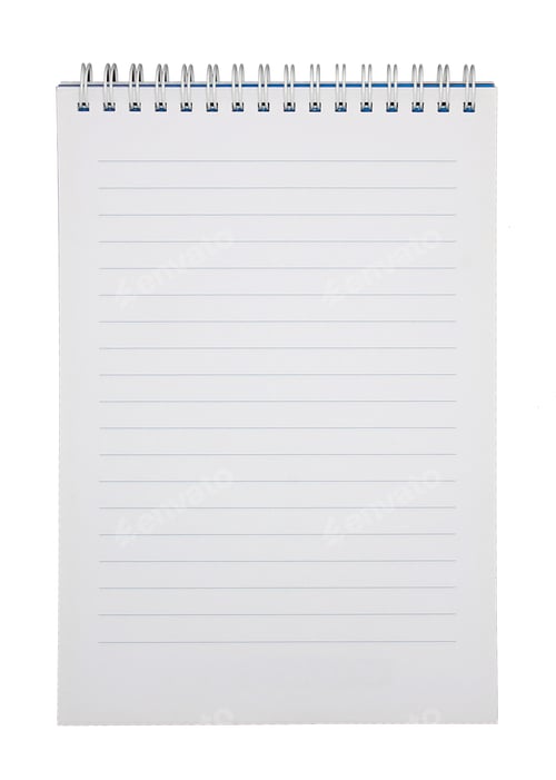 Preview: Blank notebook paper with ring spine isolated on white background