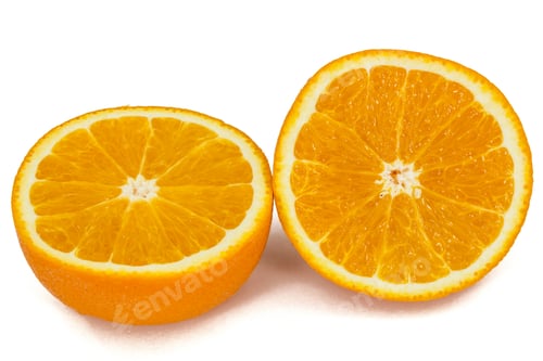 Preview: Half of ripe orange, isolated on white background