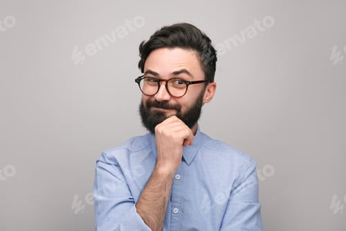 Preview: Playful bearded guy in eyeglasses