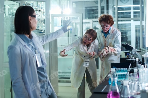 Preview: Female Researcher Trying To Stop Zombie Colleagues