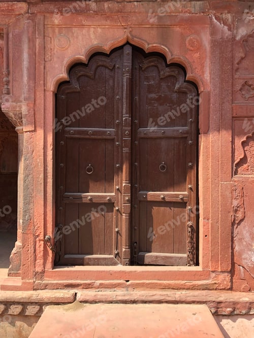 Preview: Weathered wooden rustic door from India, associated with the Taj Mahal