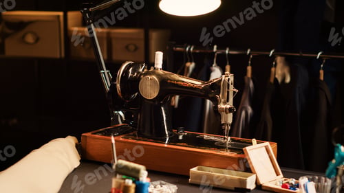 Preview: Old school sewing machine in atelier