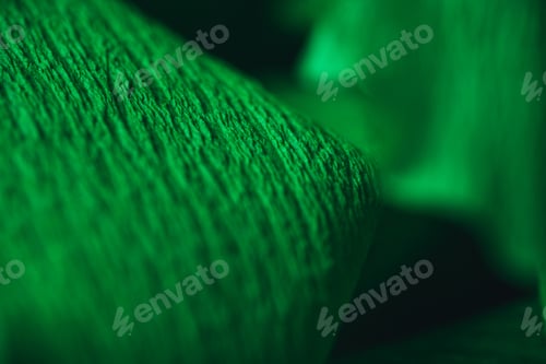 Visualização: Fragment of a green crepe paper. Macro photography
