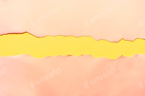 Preview: Torn Peach Paper With a Yellow Center