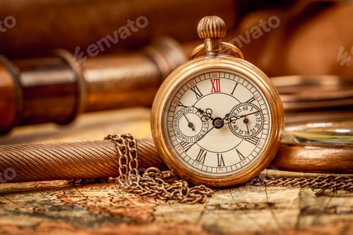 Preview: Vintage still life Antique pocket watch.