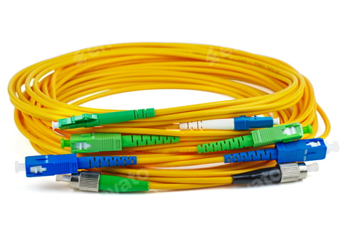 Preview: Fiber optic patch cord cables on white background
