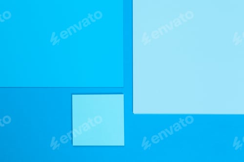 Preview: mock up concept. cards Papers on blue background. Top view, flat lay, copy space