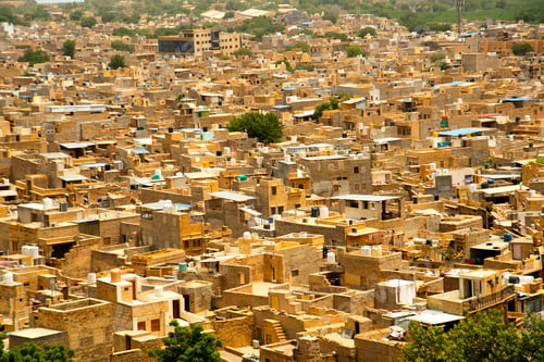 Preview: View of golden city from Jaisalmer fort, Jaisalmer, Rajasthan, India