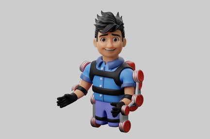 Preview: Animated character with robotic gear