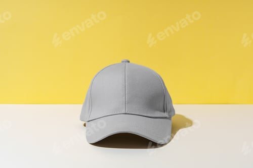 Preview: Baseball hat against yellow background in studio