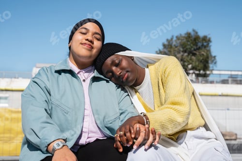 Preview: Young muslim girl friends bonding with love and friendship