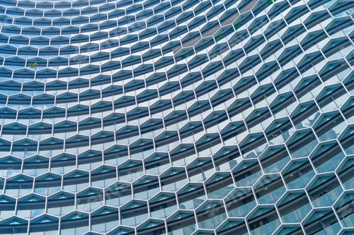 Preview: Office buildings windows. Glass architecture facade design with reflection