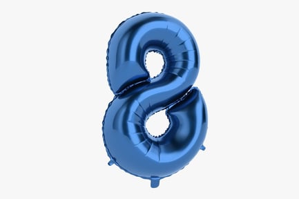 Preview: Bright Blue Foil Balloon Number Eight