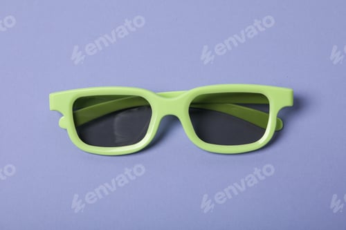 Preview: Green glasses with tinted lenses on purple background