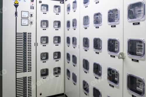 Preview: Electric meter control room in building, electrical meter measurement tool