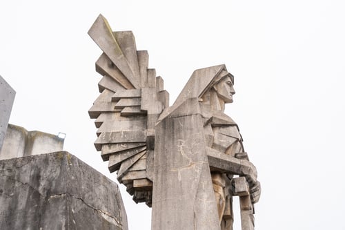 Preview: Geometric angel warrior statue with a sword