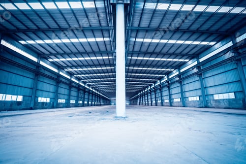 Preview: empty steel structure warehouse