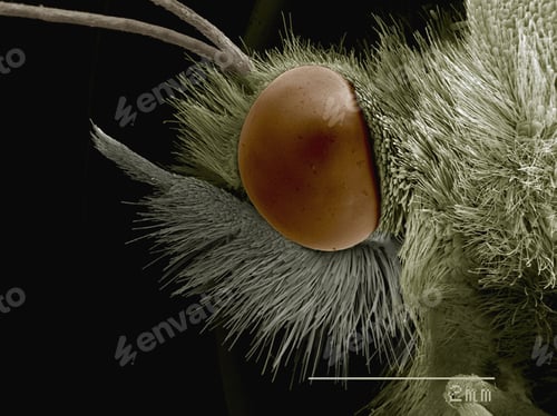 Preview: Coloured SEM of head of cabbage butterfly (Pieridae)