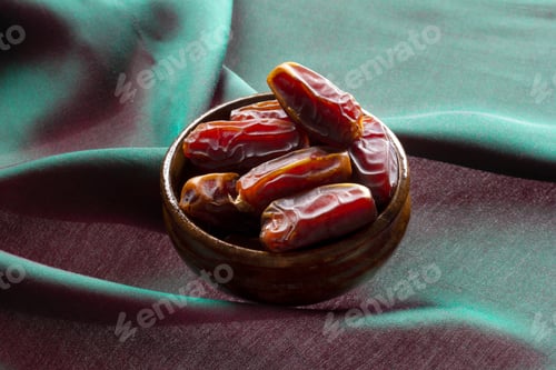 Preview: Dates in a Bowl on Teal Fabric