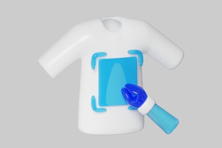 Preview: T-shirt with blue square and paintbrush.