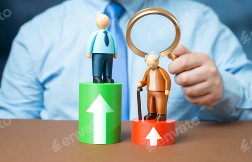 Preview: A comparison of the standard of living of a young worker and a retired man. Elderly people