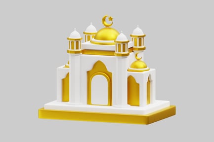 Preview: White and gold building with domed roof and towers.