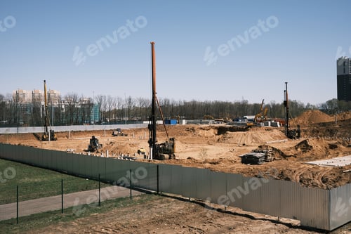 Preview: Driving and forming the pile foundation. Pile driven into ground by vibrating hydraulic hammer.