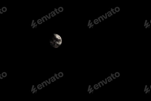 Preview: Bright moon during a dark, almost full night, with copy space.