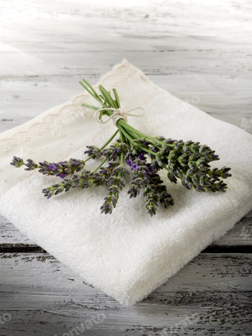 Preview: towel with lavender, spa concept