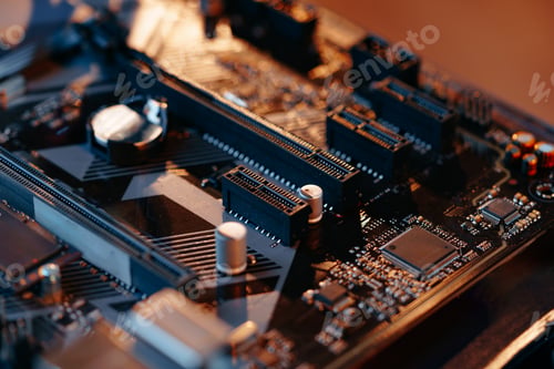 Preview: Computer part circuit board close up photo
