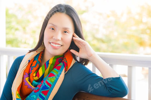 Preview: Young Attractive Chinese Adult Woman Portrait Outdoors