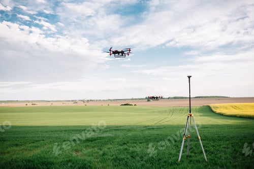 Preview: agricultural drones flying over the green floor