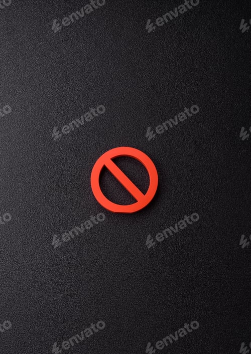 Preview: A prohibition or ban sign as a warning to stop, about rules, or about danger. A prohibition sign