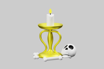 Preview: Halloween candle and skull still life